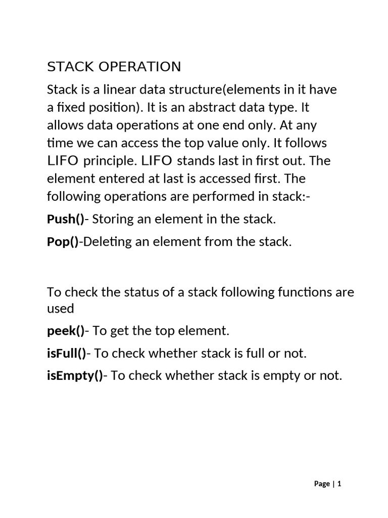 Stack Operations: Push and Pop Explained | PDF | Queue (Abstract Data ...