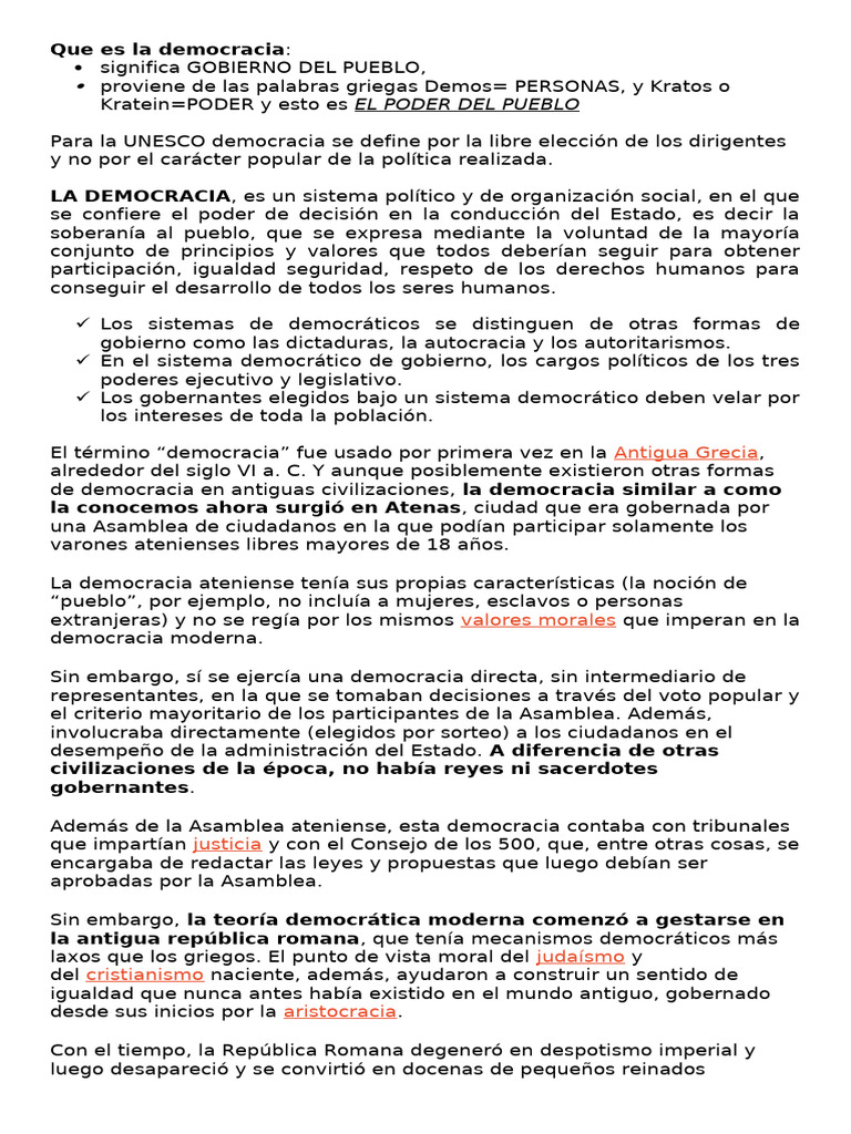 Historia y principios de la democracia | PDF | Democracia | Ideologías ...