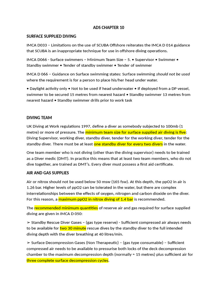 Surface Supplied Diving Guidelines | PDF | Scuba Diving | Underwater Diving