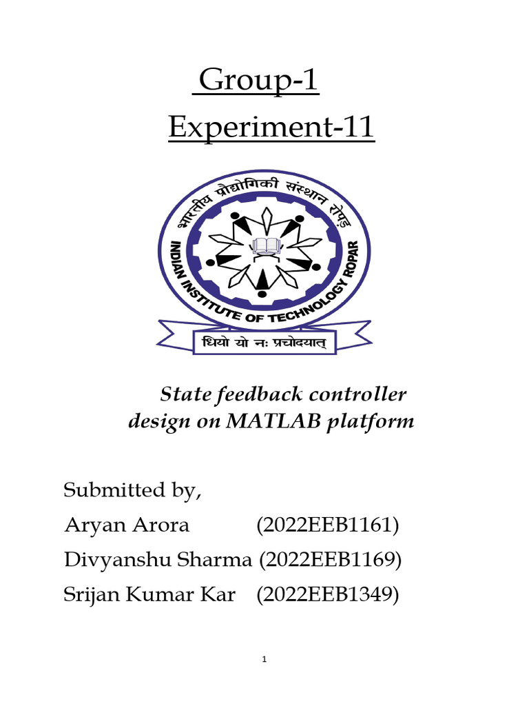 State Feedback Controller Design in MATLAB | PDF | Eigenvalues And ...