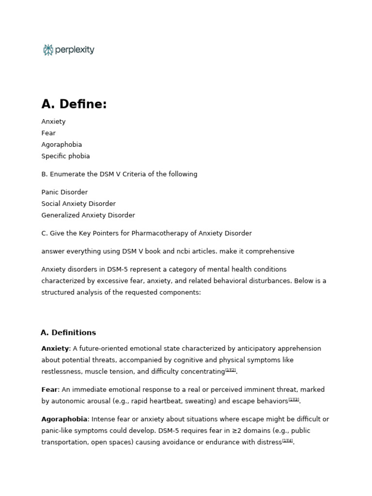 Anxiety Fear Agoraphobia Specific Phobia | PDF | Anxiety | Anxiety Disorder