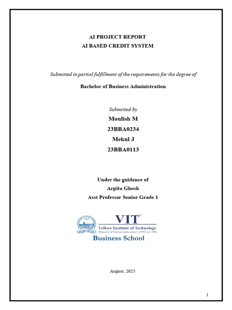 AI-Based Student Credit Evaluation System | PDF | Machine Learning ...