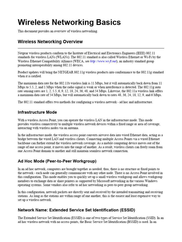 Wireless Networking Overview and Security | PDF | Wireless Lan | Ieee ...