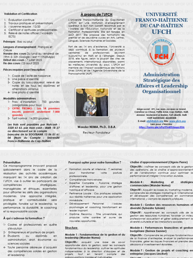 Formation en Gestion et Leadership UFCH | PDF | Business | Direction