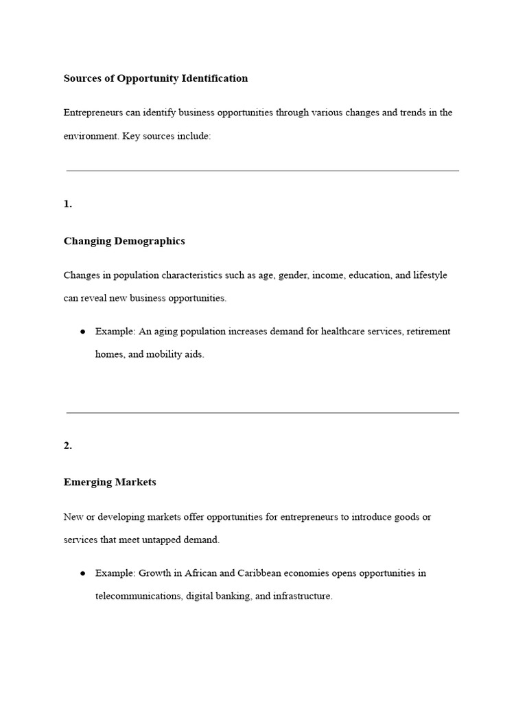 Identifying Business Opportunities | PDF