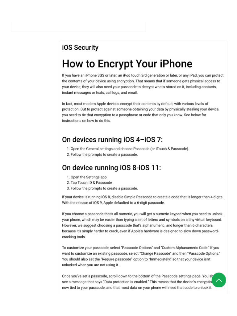 Encrypt Your iPhone for Security | PDF | Ios | Password