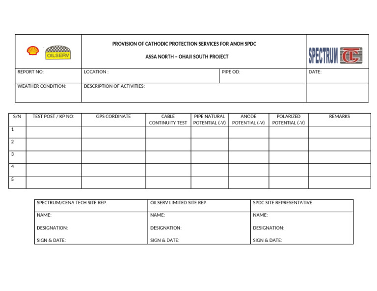 Cathodic Protection Services Report: Anoh SPDC | PDF