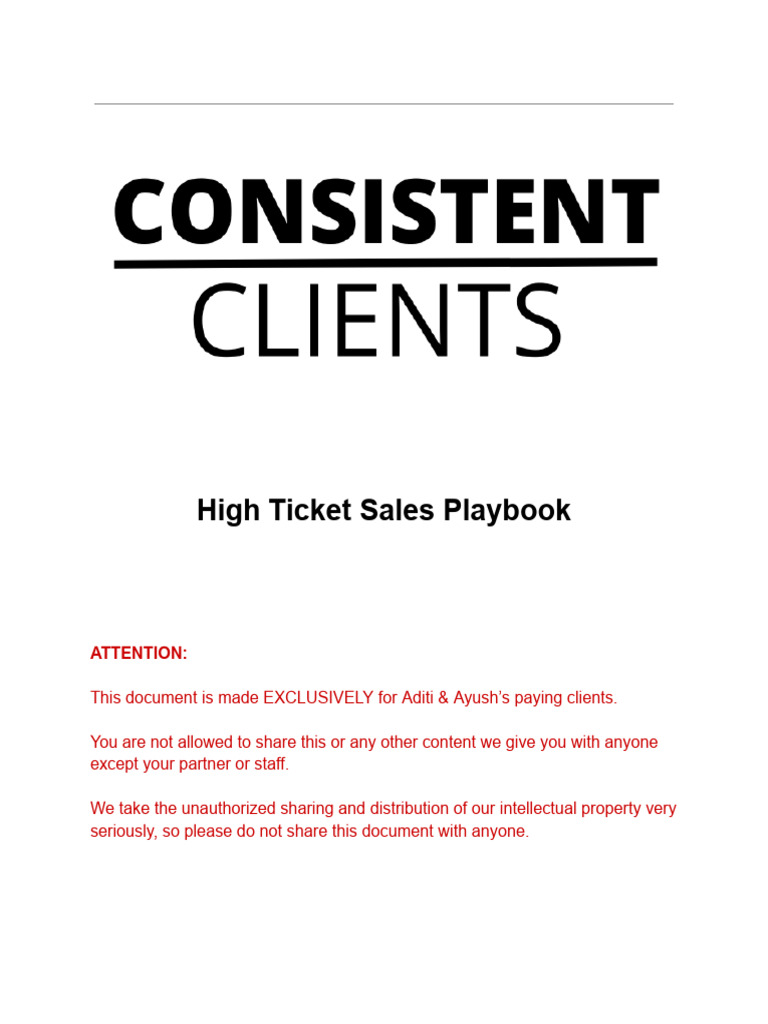 High Ticket Sales Playbook Guide | PDF | Psychological Concepts ...