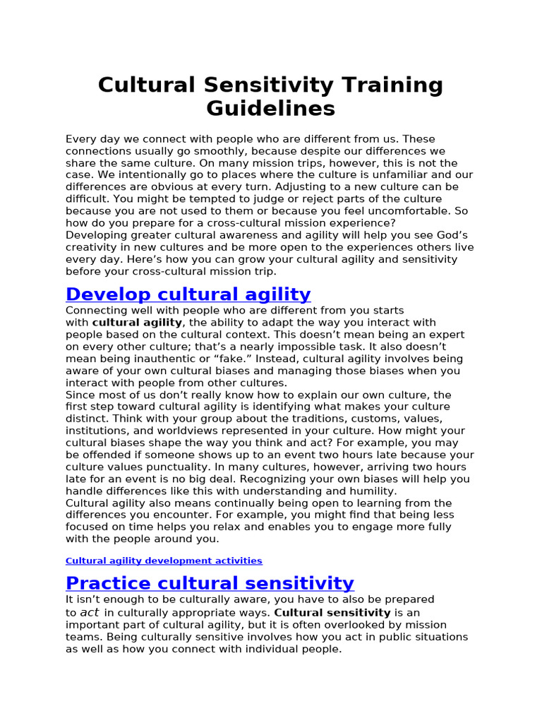 Cultural Sensitivity Training Guide | PDF | Psychology | Behavioural ...
