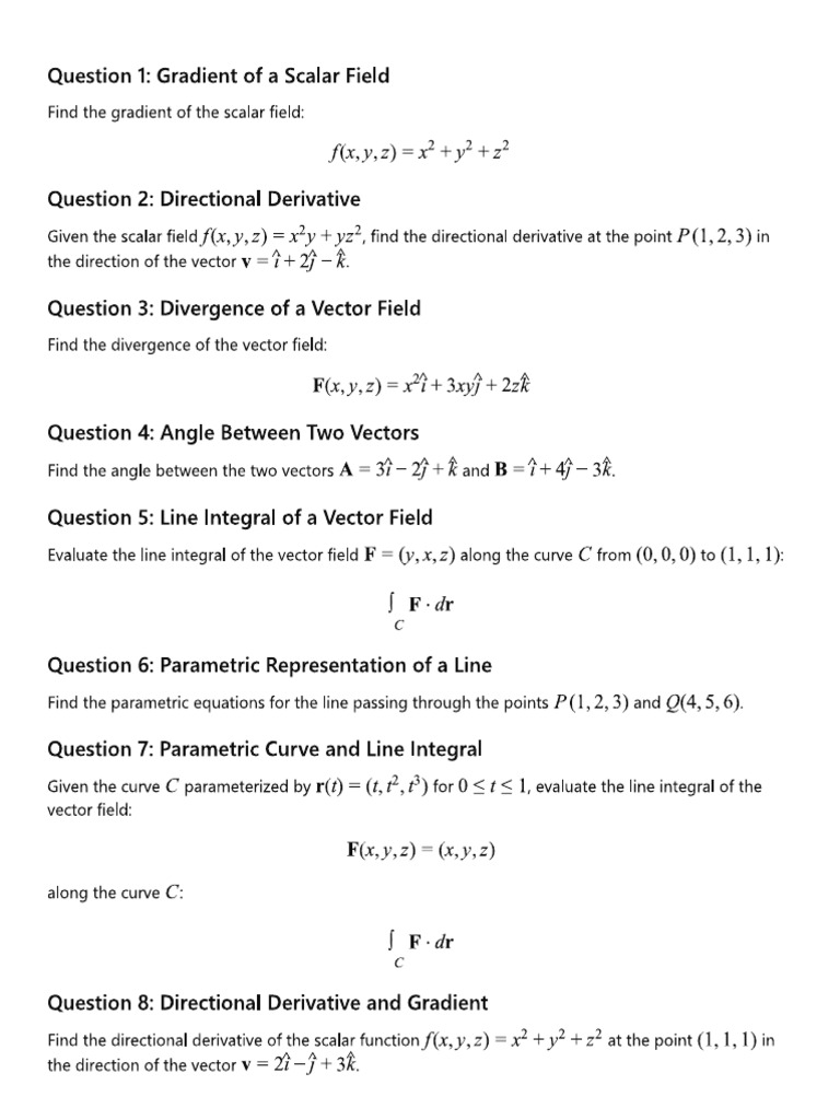Sample Questions On Vector | PDF