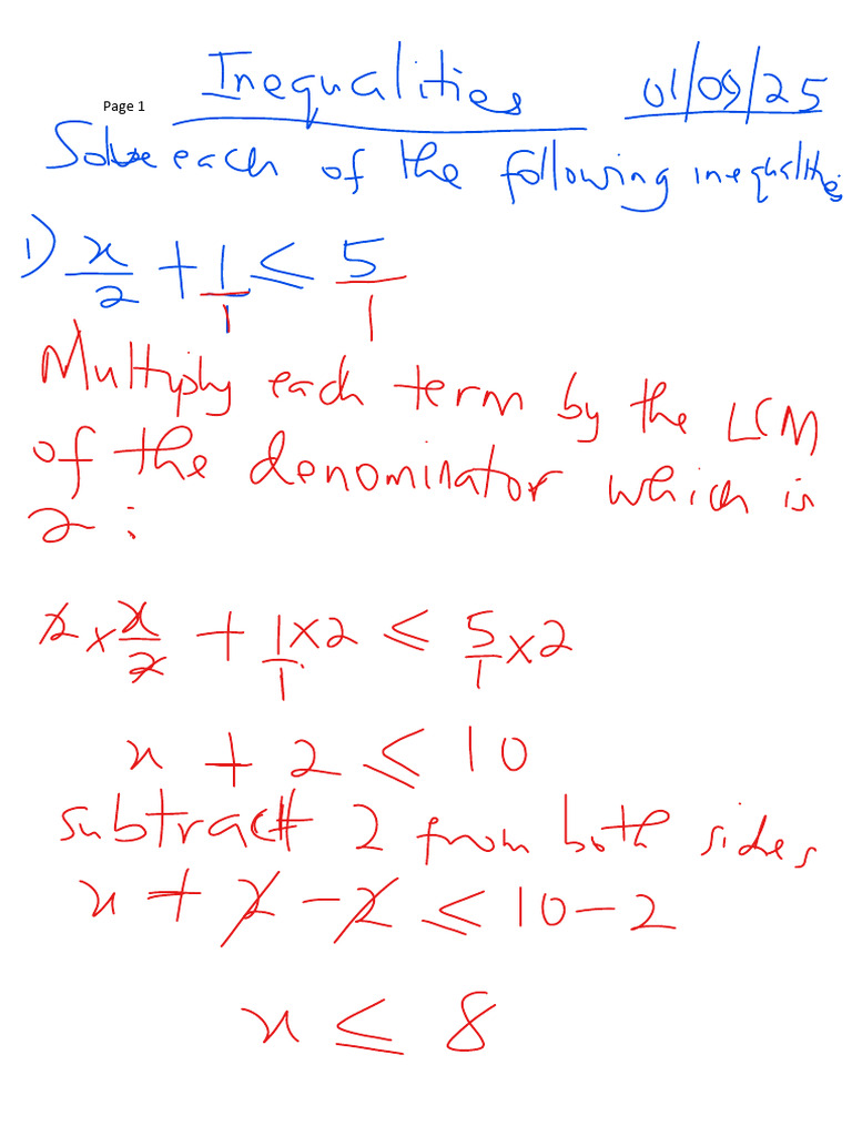 Linear Inequalities Examples Pdf