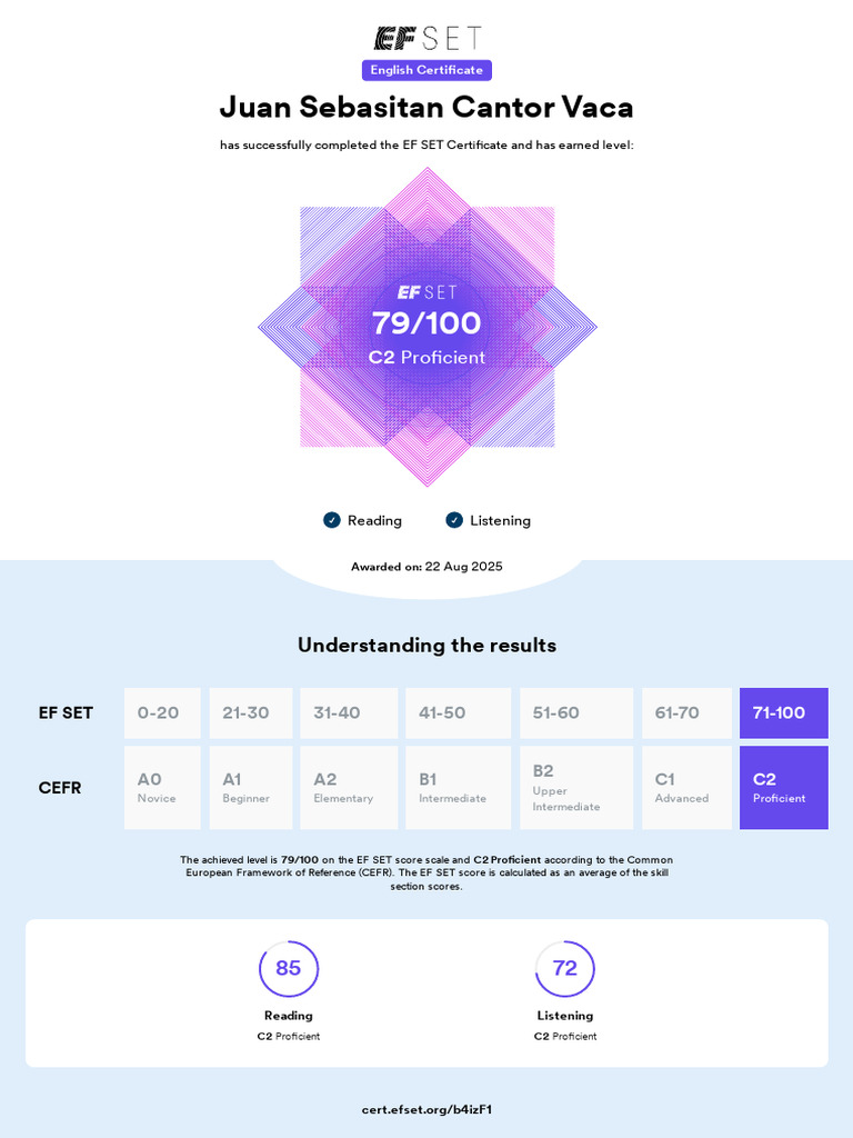EF SET Certificate | PDF
