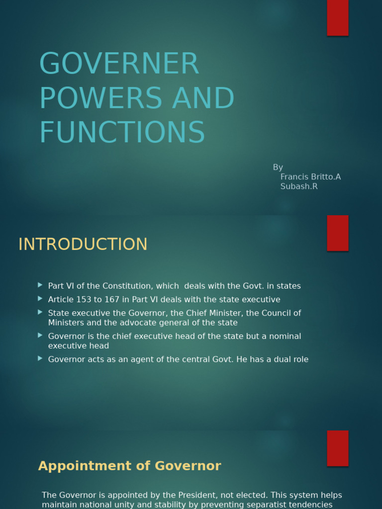 Governor's Powers and Functions Explained | PDF | Royal Assent | Pardon