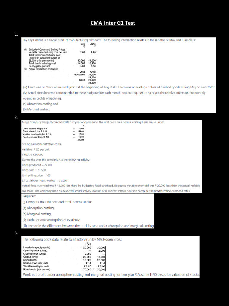 Lsa Cma Inter g1 Test | PDF