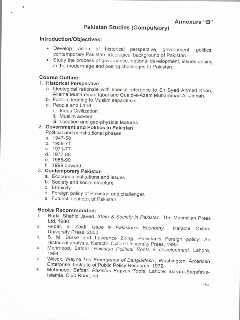 Pakistan Studies Syllabus | PDF