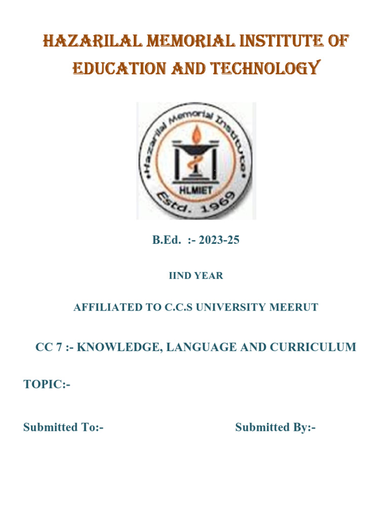 CC7 Proposal for B.Ed. Curriculum | PDF