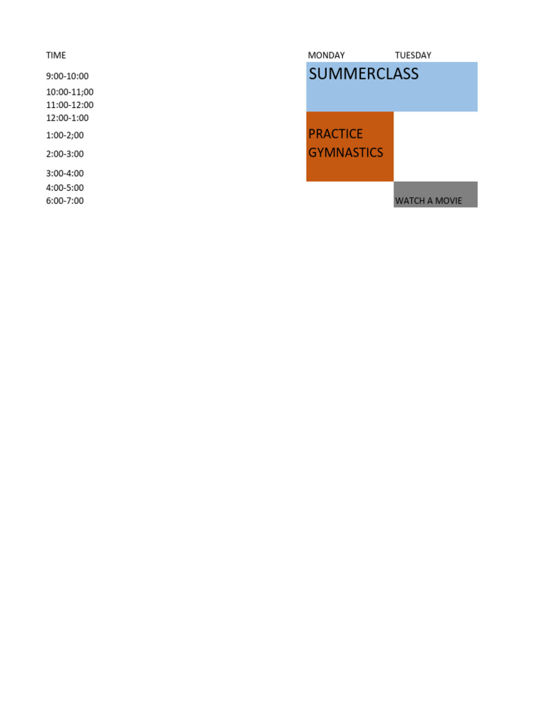 Weekly Activity Schedule Overview | PDF