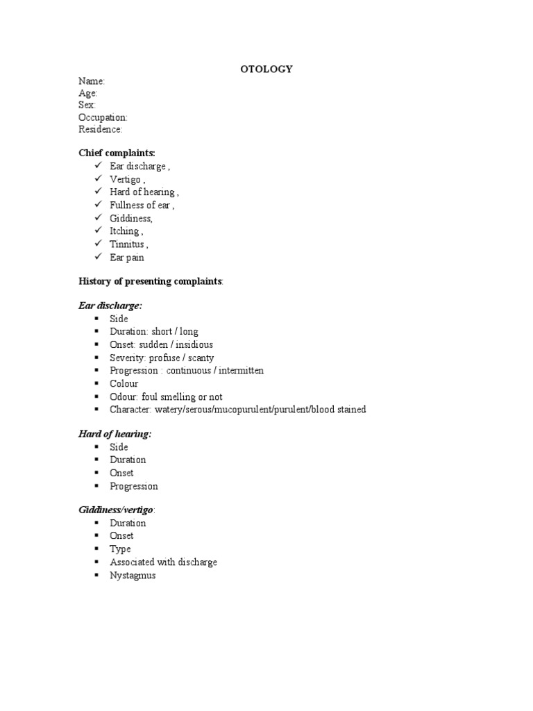 Otology Ear Discharge PDF Ear Auditory System