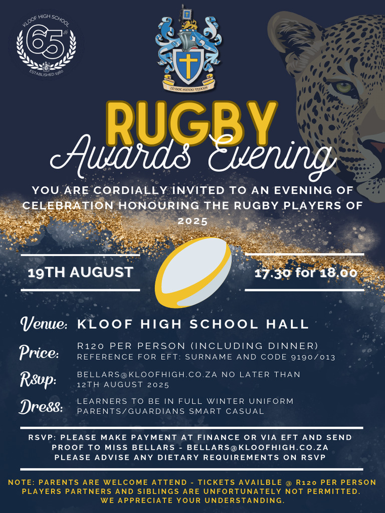 Rugby Awards Evening Invitation 2025 | PDF