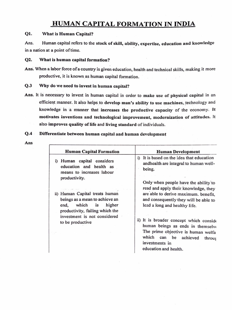 Human Capital Formation in India | PDF | Human Capital | Economic Growth