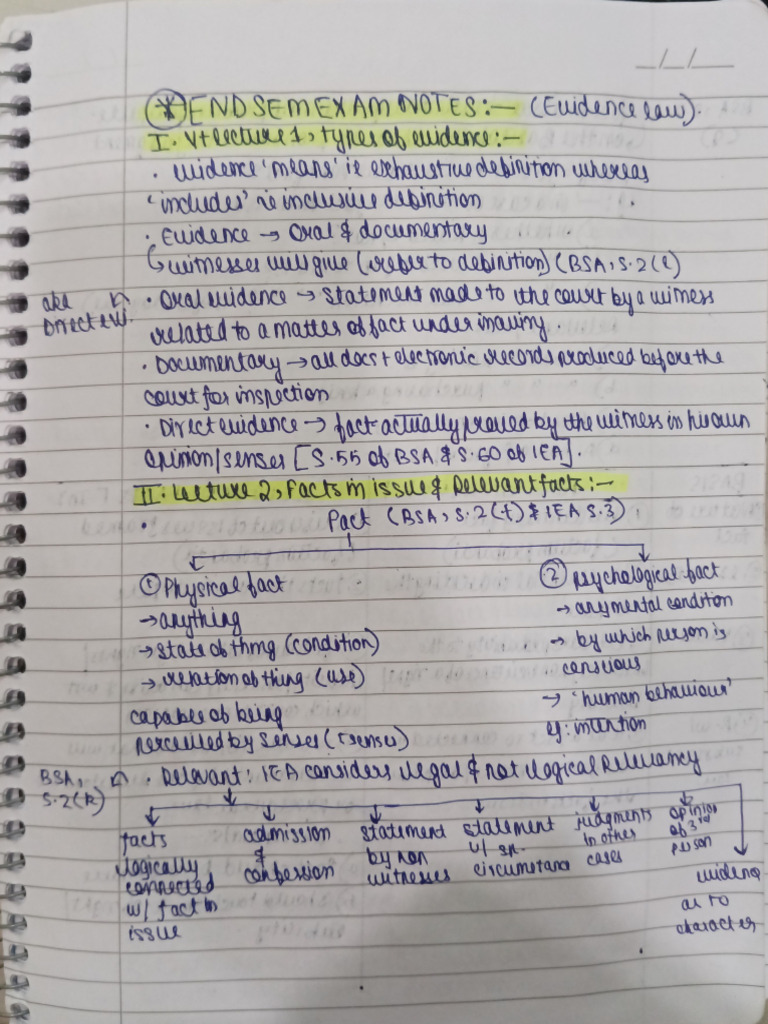 Evidence Handwritten Yt Notes Endsems | PDF