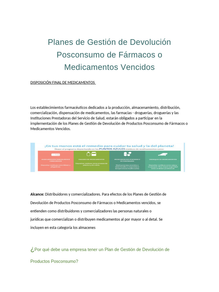 Gestión de Devolución de Medicamentos Vencidos | PDF | Medicamentos con ...