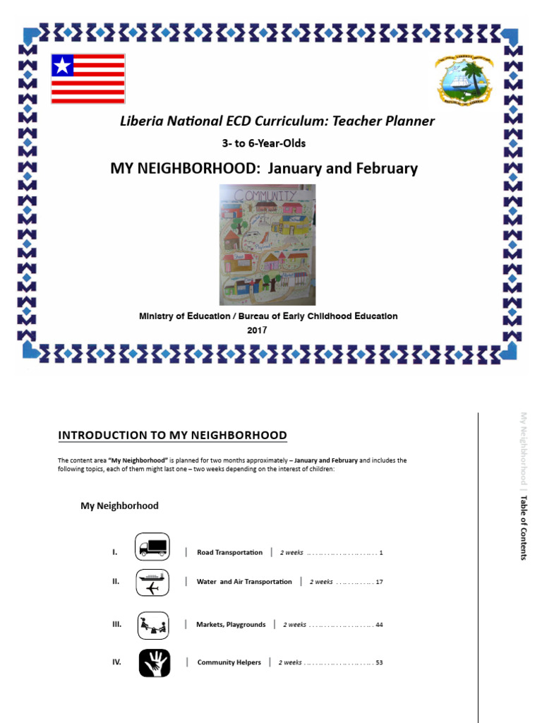 Liberia ECD Curriculum: My Neighborhood | PDF | Airplane | Ships