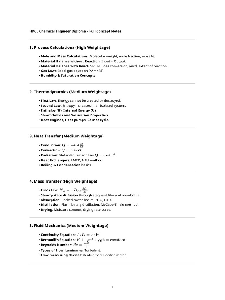 HPCL Chemical Engineering Notes | PDF | Oil Refinery | Heat