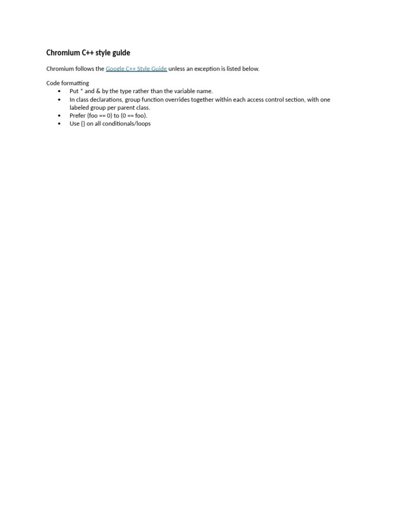 Chromium C++ Style Guide Overview | PDF | Inheritance (Object Oriented ...