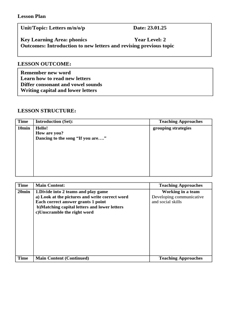 Lesson Plan | PDF