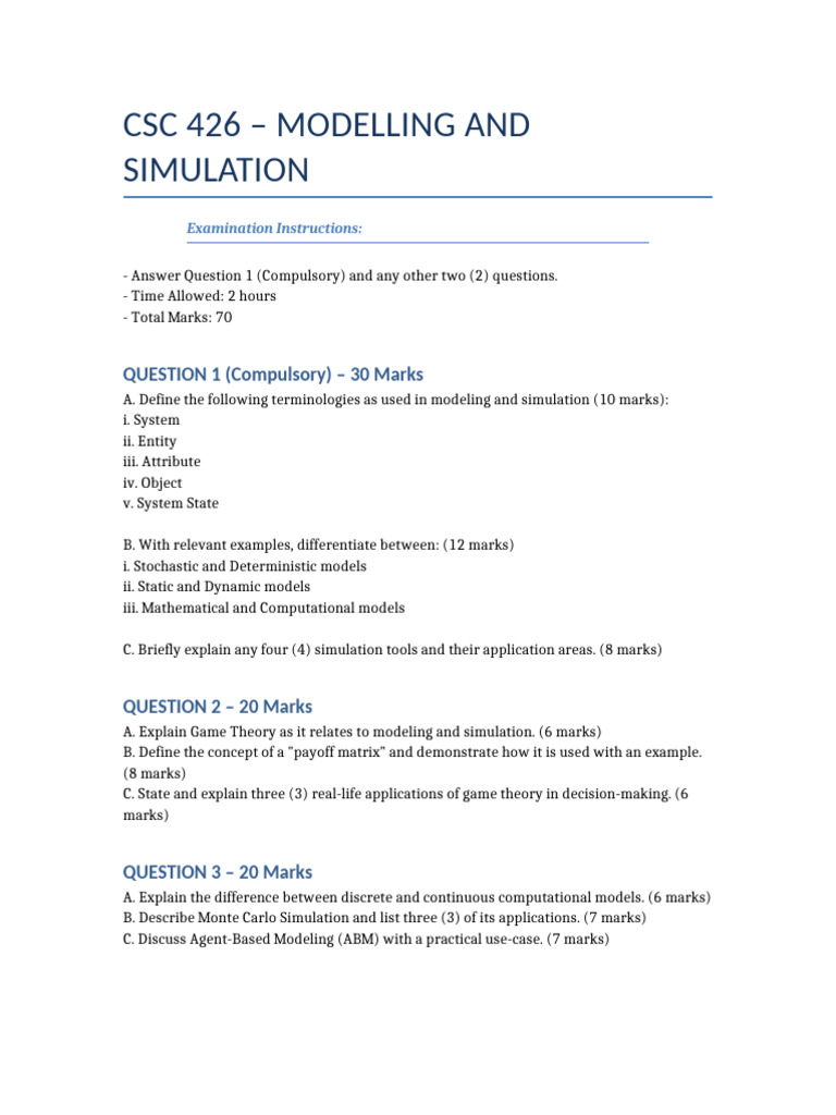 Modeling and Simulation Exam Guide | PDF | Simulation | Conceptual Model