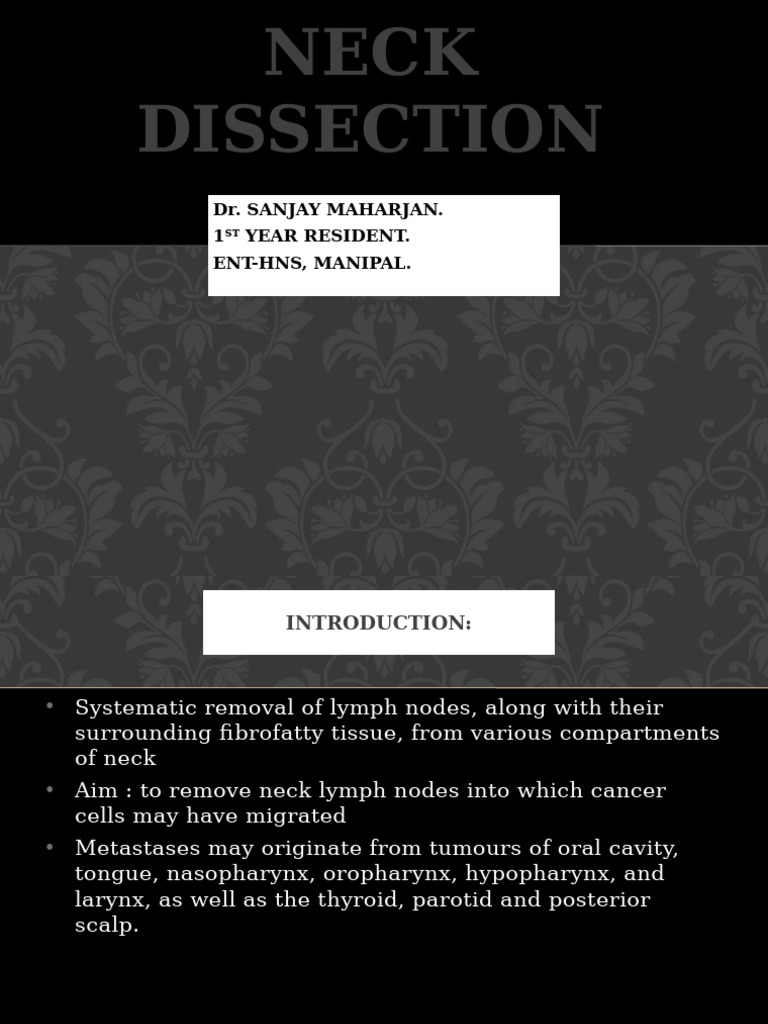 Neck Dissection Techniques in ENT Surgery | PDF | Neck | Metastasis