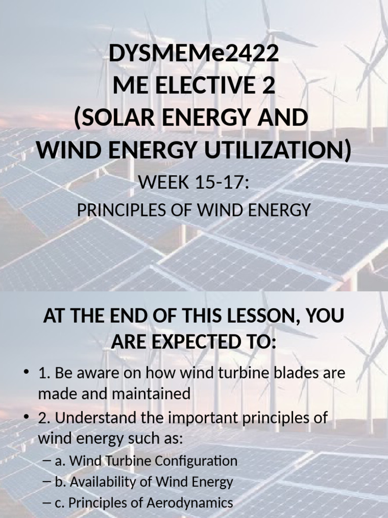 Principles of Wind Energy Utilization | PDF | Wind Turbine | Turbine