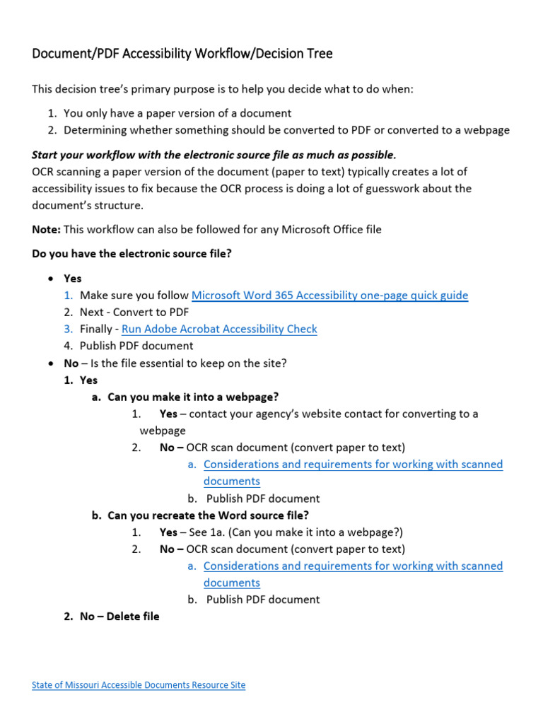 Document/PDF Accessibility Workflow/Decision Tree | PDF