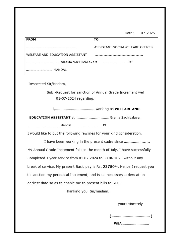 Request for Annual Grade Increment | PDF | Family | Social Institutions