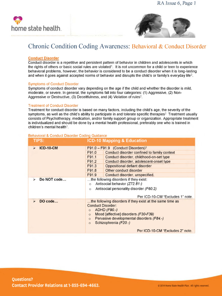 Conduct Disorder Coding Guidelines | PDF | Mental Disorder | Psychology