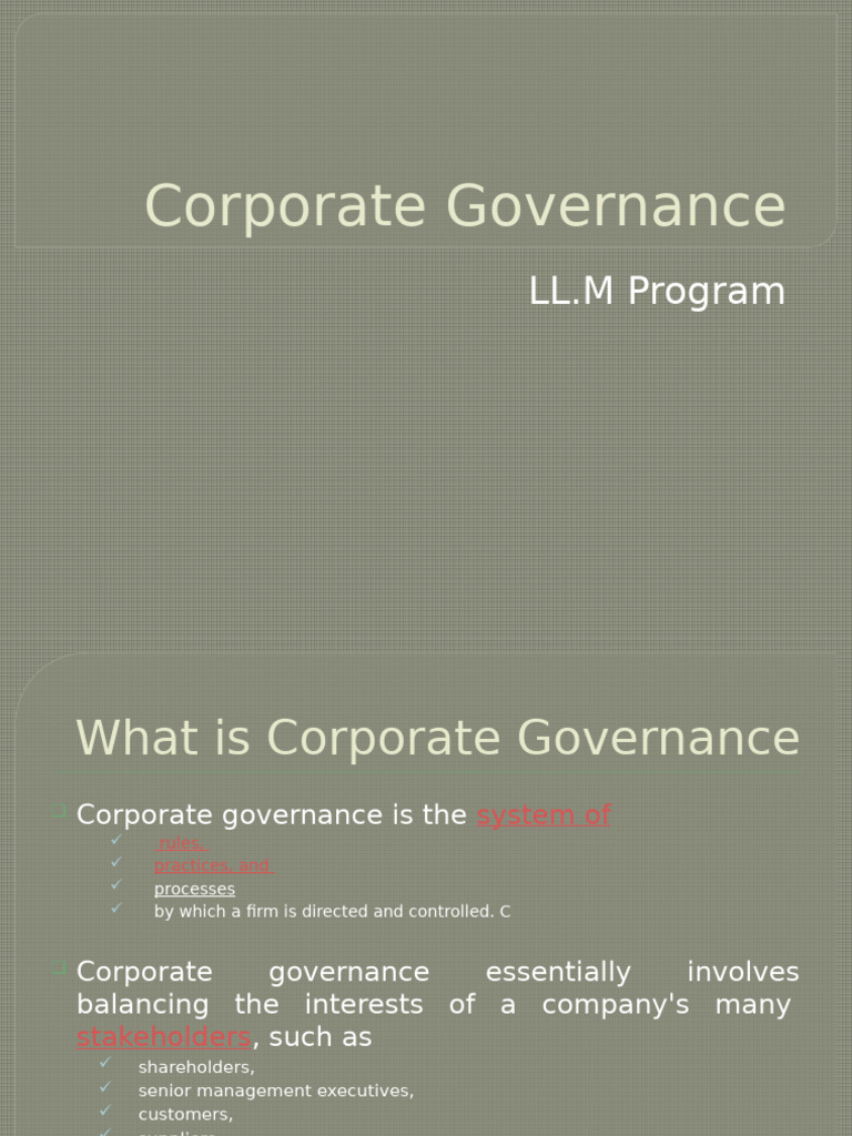 Understanding Corporate Governance Essentials | PDF | Corporate ...