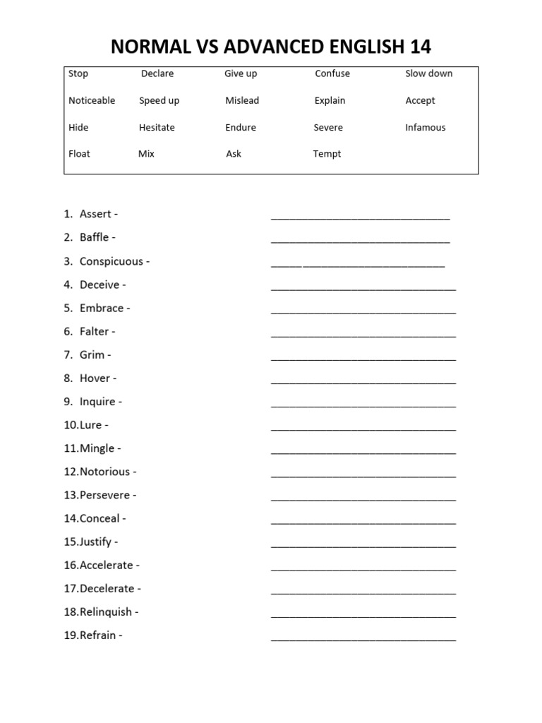14 Normal Vs Advanced English | PDF