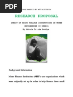 Download RESEARCH PROPOSAL SAMPLE on Women Empowerment and Micro Finance by Jonathan Aliogo SN90994786 doc pdf