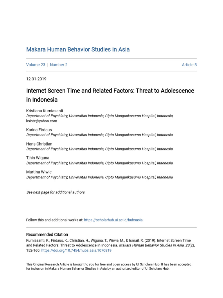 Internet Screen Time Risks for Teens | PDF | Mental Disorder | Adolescence
