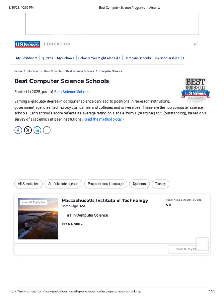 Best Computer Science Programs in America | PDF | Science | Inquiry