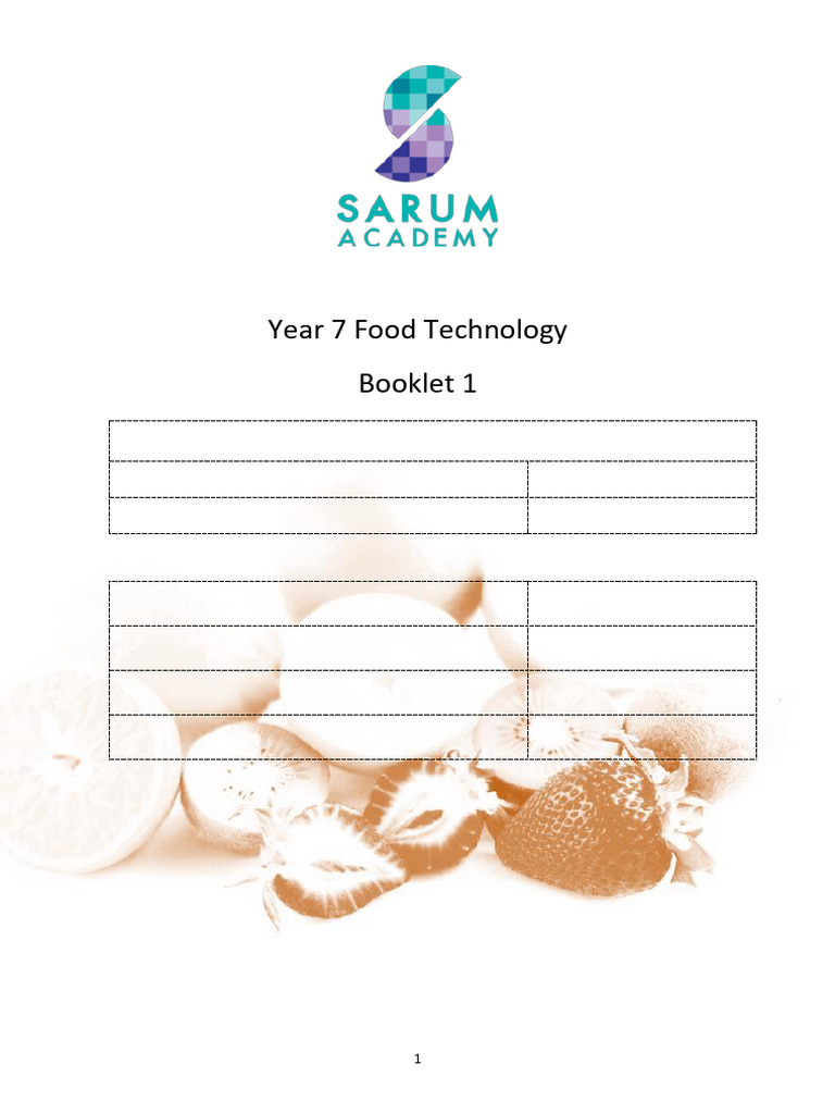 Year 7 Food Technology - Workbook 1 2020 | PDF | Fat | Sugar