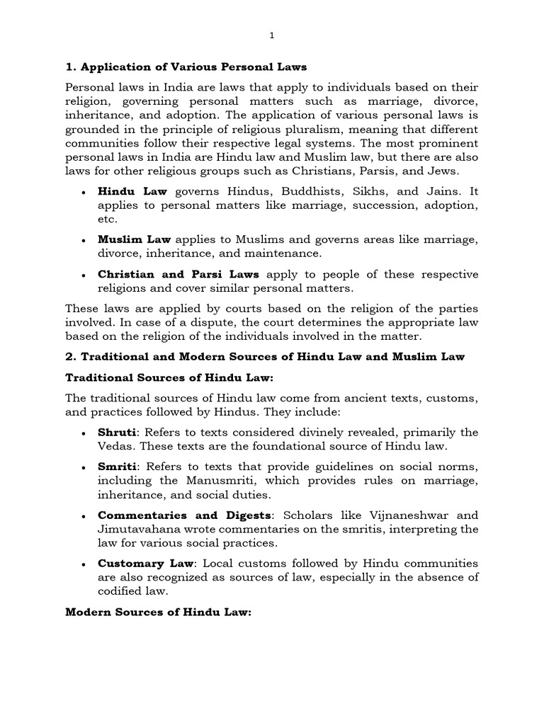 Personal Laws in India: Overview and Sources | PDF | Annulment | Marriage