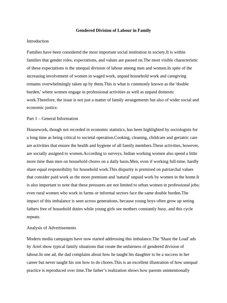 Gender Roles in Family Labor Division | PDF | Economies | Gender Equality