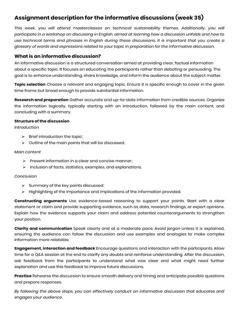 Assignment Description Week 35 | PDF | Information | Jargon