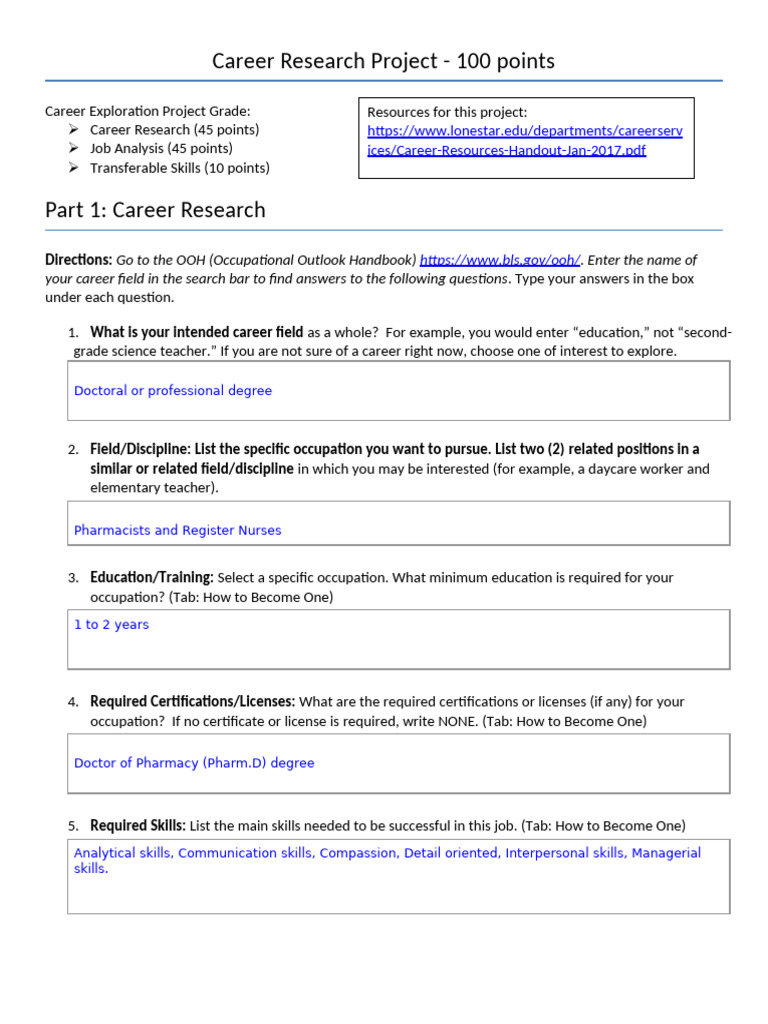 Career Research and Job Analysis Guide | PDF | Medical Prescription ...