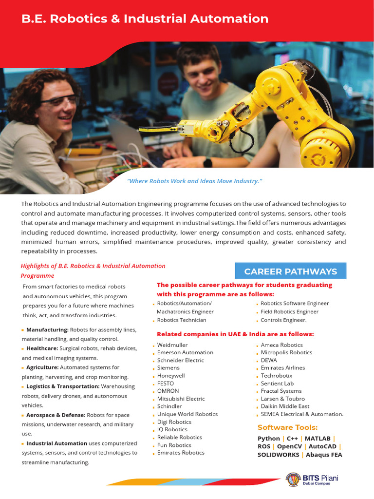 Robotics & Industrial Automation B.E. Program | PDF | Automation | Robotics