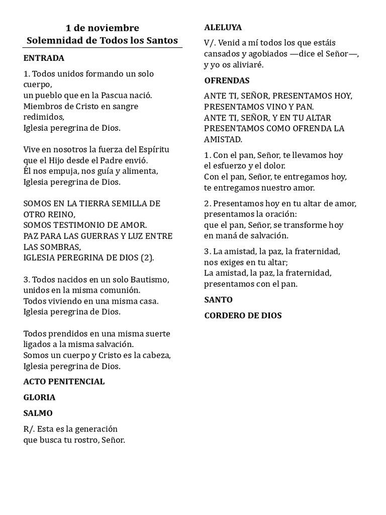 11.01 Todos Los Santos | PDF | Adoración Cristiana Y Liturgia
