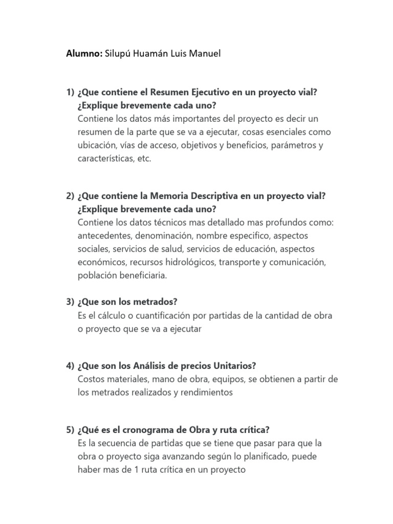 Elementos Clave de un Proyecto Vial | PDF
