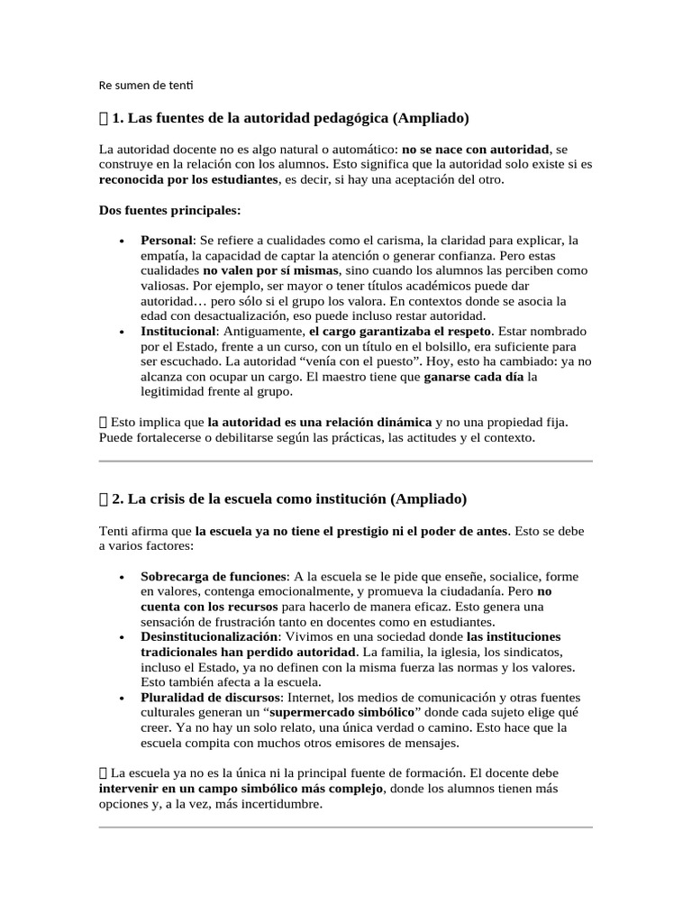 Re Sumen de Tenti | PDF | Maestros | Escuelas